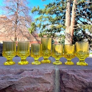 7 Vintage Tiffin Franciscan Madeira Glasses - Canary Yellow